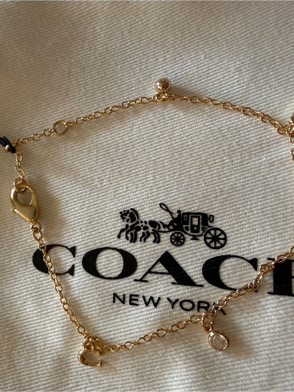 Coach Gold-Tone Charm Bracelet with Chain Detail - Picture 3 of 9